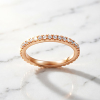 Bague coréenne élégante en argent sterling S925 plaqué or rose 18 carats avec zircon intégral