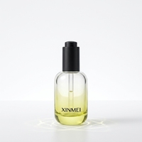 Flacon de sérum pour soins de la peau en verre dégradé jaune-vert de 60 ml, base épaisse, noir mat de luxe, bouton poussoir, sérigraphié