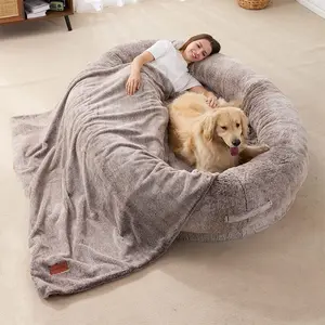大型宠物床记忆泡沫矫形狗沙发沙发大型狗床豪华宠物和人类长毛绒巨大狗床