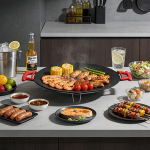 Электрическая сковорода-гриль из литого алюминия 1200 Вт с антипригарным покрытием PTFE, регулировкой температуры, для дома, улицы, автомобиля и автофургона (французский стандарт) - Product Image 4