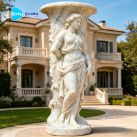 Pot de fleurs sur mesure, fait main, sculpté à la main, de style grec traditionnel, en marbre, de grande taille, pour l'extérieur, les temples et les jardins