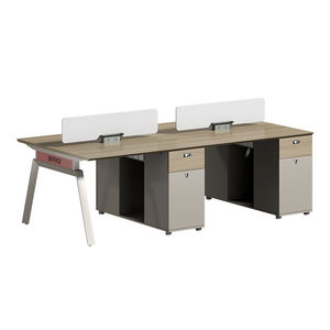 Bureau informatique moderne en panneau mélaminé, design modulaire pour bureaux de 2/4/6 personnes, résistant à l'eau, anti-rayures, tiroirs à dossiers - Product Image 6