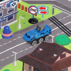 Estera de juego de tráfico educativo Chengji, alfombrillas de juego de coche de policía de aleación con coches de juguete para niños - Product Image 4