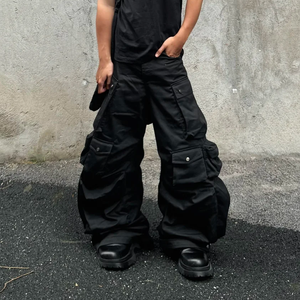 <span class=keywords><strong>Jeans</strong></span> Cargo Oversize Personalizzati MC BUILD, <span class=keywords><strong>Jeans</strong></span> Baggy Strappati <span class=keywords><strong>con</strong></span> Grandi Tasche Laterali per Uomo - Product Image 1