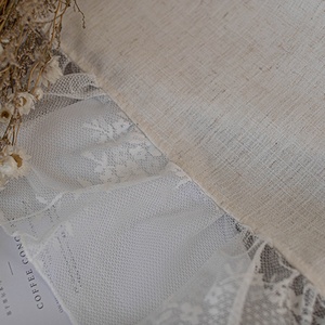 French girl princess style lace ruffled cream white bay window modern minimalista cotone <span class=keywords><strong>lino</strong></span> tinta unita <span class=keywords><strong>tenda</strong></span> da soffitto - Product Image 5