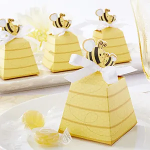Bee Honey Paper Ribbon Favors Candy Boxes Gift Box Boxes for Baby Shower Birthday Favor Gifts Kids Party Decor