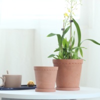 Pots à fleurs écologiques en ciment pigmenté de style vintage avec soucoupe pour la décoration de la maison et du jardin
