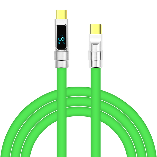 2026 Wholesale Chubby C-C 240W LCD Digital Display Fast Charging Durable 6A Pure Copper Silicone USB-C Cable for Laptop/iPhone