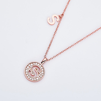Bijoux en diamant Moissanite à prix d'usine, pendentif Initial plaqué or Rose, collier en argent Sterling S925 avec lettre S