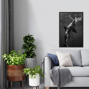 Elegant Shark Wall Art: Ocean Canvas Print for Home Decor,<b>BLACK</b> <b>FRAMED</b> CANVAS - Product Image 3