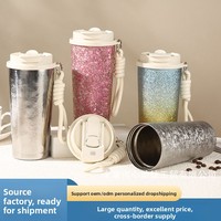 Mug à café/bouteille d'eau isotherme à double paroi en titane pur, dégradé de couleurs, haute capacité, portable, maintien thermique 12-24h