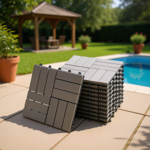 Dalles de terrasse en bois dur d'acacia, emboîtables, 12 x 12, revêtement de sol extérieur pour patio et bord de piscine - Product Image 2