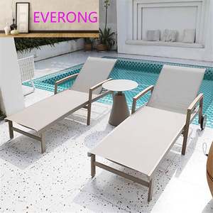 Chaise de plage pliable de luxe moderne, coussin en mousse à mémoire de forme imperméable, <span class=keywords><strong>lit</strong></span> en maille Teslin, cadre en métal pour hôtels, balcons - Product Image 4