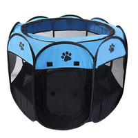 Parc de jeu octogonal pour chien, très populaire, en tissu Oxford lavable, tente pliable pour animaux de compagnie, niche de mise bas, avec plateau en plastique, maison pour chien, chenil, cage pour animaux de compagnie