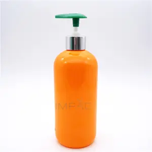 Bomba de lavagem redonda laranja, garrafas plásticas para chuveiro, gel de plástico, garrafa com bomba 500ml