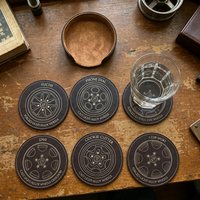 Sous-verres en PU gravables au laser, lot de 6 avec support, imperméables, résistants à la chaleur, sous-verres ronds vierges en similicuir pour café et bar