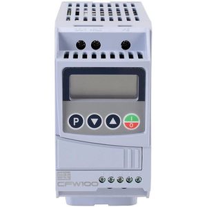 Variateur de fréquence AC Weg CFW100 230V 1 CV monophasé, entrée 4,2A, contrôle VF, IP20, encastré, montable sur rail DIN - Product Image 1