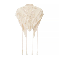 Beigefarbene Bluse mit Blumenmuster, Schnürung und Quasten, Lässige Modische Schal-Oberteile für Damen