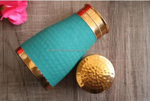 <b>Copper</b> <b>Bottle</b> Hammered Water <b>Bottle</b> Enamel Printed Pure Handmade New Style Travelling And Gym Drinkware <b>Copper</b> Water <b>Bottle</b> - Product Image 5