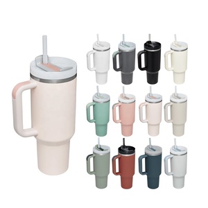 Vaso Térmico Personalizado Moderno y Ecológico de Acero Inoxidable de 40 oz para Cerveza, con Asa y Pajita, Recubrimiento en Polvo/Pintura de Color para Camping - Product Image 1