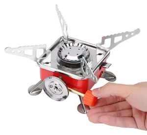 Siêu Nhẹ Cắm Trại Bếp Di Động Mini Ngoài Trời Gấp Kim Loại Cắm Trại Bếp Gas Windproof Lò Burner Đi Bộ Ba Lô