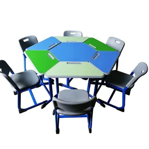 新设计学校家具组合学生课桌椅与不同形状的大学学校家具