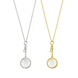 Collar con colgante de llave de lupa de Latón chapado en oro y plata estilo dinero antiguo de moda para mujer joyería de cadena de suéter largo - Product Image 1