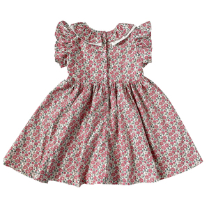 Abiti svasati a maniche corte svasate da bambina abito in cotone Smocking in tessuto floreale rosa <span class=keywords><strong>elegante</strong></span> - Product Image 2