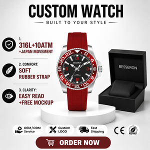 Montre à quartz sportive avec bracelet en caoutchouc, option numéros et logo personnalisé, ensemble de montres pour homme, montre de luxe étanche pour homme - Product Image 1