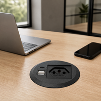 Prise cylindrique de type C pour station d'alimentation avec double ports Type A, prise brésilienne pour mobilier d'hôtel