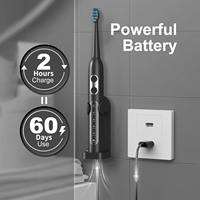 Brosse à dents électrique rechargeable Eisler T8 avec 8 brosses et étui de voyage portable d'une durée de 60 jours à faible quantité minimale de commande personnalisée