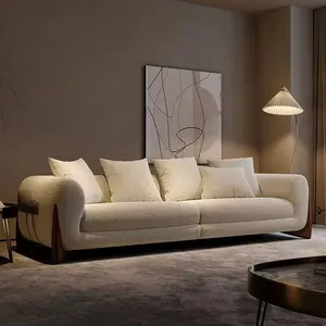 Минималистичный диван из итальянской овечьей флисовой ткани, мебель в японском стиле, деревянные ножки из орехового дерева, диван в японском стиле