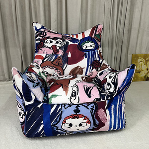 Moderno Custom Art Graffiti pintado reclinable perezoso sofá en forma de Tatami Point Bean Bag sofá con tapicería de tela - Product Image 1
