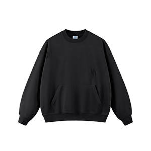 ODM Classic 420g Round Neck Silk Screen Print Black <b>Sweatshirt</b> Plain Thick Oversized <b>Sweatshirts</b> for Men - Product Image 2