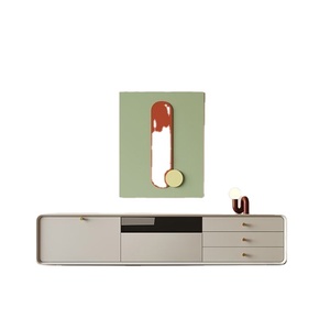 Mueble para TV con Color Personalizado Blanco, Rosa y Amarillo, Mueble para TV Moderno de Madera Maciza, Combinación para Sala de Estar - Product Image 3