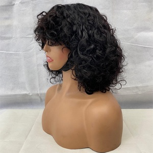 Jerry Curly Raw <span class=keywords><strong>Vietnam</strong></span> Hai 100% Pelucas de cabello humano atadas a mano 10 pulgadas Longitud corta Color transparente - Product Image 4