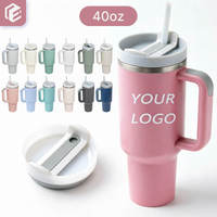 Gobelet isotherme en acier inoxydable de 40 oz avec poignée, réutilisable, avec couvercle et paille, tasse de voyage isolée sous vide pour les trajets quotidiens