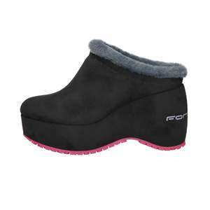 Zoccoli con zeppa neri da donna Fornarina Bubble Sabot con fodera in pelliccia sintetica per l'inverno - Product Image 1