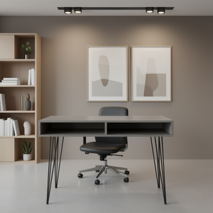 Escritorio de Oficina Gris con 2 Compartimentos, Diseño Moderno y Minimalista, Material de Madera, Independiente, para Uso en Oficina - Product Image 2