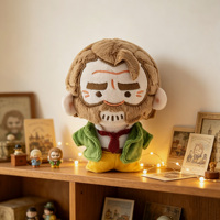 Poupée en peluche personnalisée de vieil homme barbu en costume, figurine de gentleman rembourrée pour l'affichage et les cadeaux de fêtes