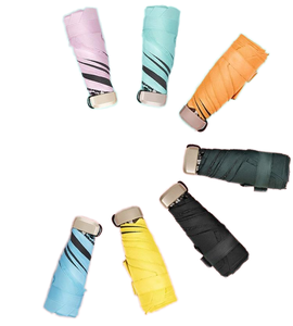 Mini parapluie 5 plis avec protection UV 6K : style capsule de poche compact, léger et logo personnalisé disponible - Product Image 1