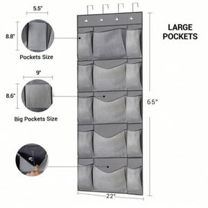 Hot Selling 5-Tier <b>Large</b> Pocket Over the Door Shoe Organizer Fabric with 4 Strong Metal Door Hooks <b>Set</b> of Door Storage Solution - Product Image 2