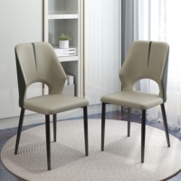 VOXHOME USA - Livraison directe en stock - Chaise de salle à manger moderne et simple en cuir PU sans accoudoirs avec dossier pour la maison