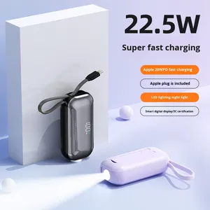 Nuovo Arrivo Power Bank con Ricarica <span class=keywords><strong>Super</strong></span> Veloce PD 22.5W, Design a Capsula, Cavo Integrato, Capacità 5000mAh e 10000mAh - Product Image 3
