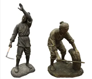 factory sale folk art Children adult Life creation Sculptures customized Bronze Statue