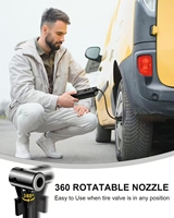 Pompa Ban Mobil Motor Sepeda Portabel Silinder Ganda 150PSI Kompresor Udara Elektrik dengan Lampu LED Plastik ABS