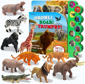 Figurines d'animaux Jouets avec livres sonores 10 pièces Figurines d'animaux <span class=keywords><strong>de</strong></span> <span class=keywords><strong>la</strong></span> <span class=keywords><strong>jungle</strong></span> réalistes et <span class=keywords><strong>livre</strong></span> d'animaux <span class=keywords><strong>de</strong></span> safari avec 10 boutons - Product Image 1