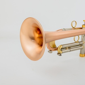 Trompeta de 3 pistones de bronce fosforado más pesado, acabado mate cepillado tricolor con llave de agua <span class=keywords><strong>Amado</strong></span> y anillo fijo, instrumento de latón - Product Image 5