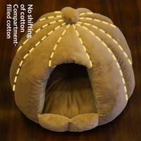 Lit pour animaux de compagnie PAIPET en forme de citrouille, caché, chaud pour l'hiver, fermé, épaissi, en velours de lapin, pour chats et chiens