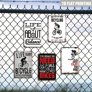 Letrero metálico vintage con la frase: What Life Is All About Bicycling Eat Sleep Repeat - Product Image 4